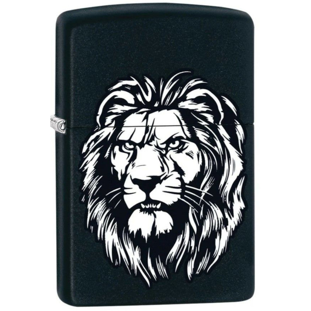 Lion Head Design Black Matte Zippo Lighter