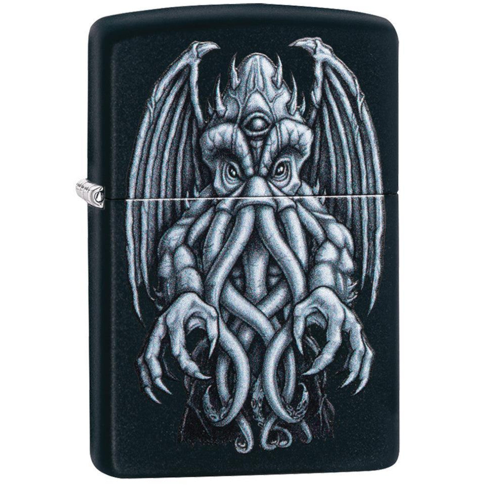Winged Monster Design Black Matte Zippo Lighter