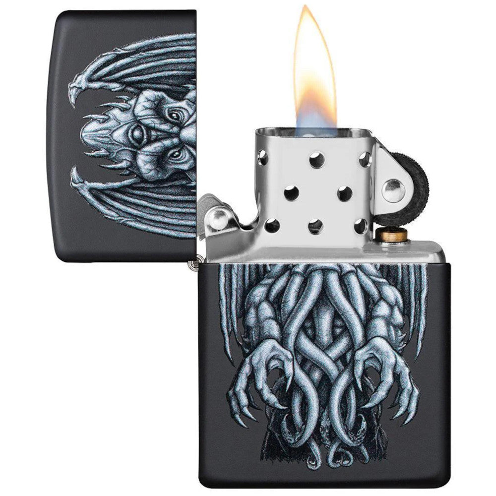 Winged Monster Design Black Matte Zippo Lighter