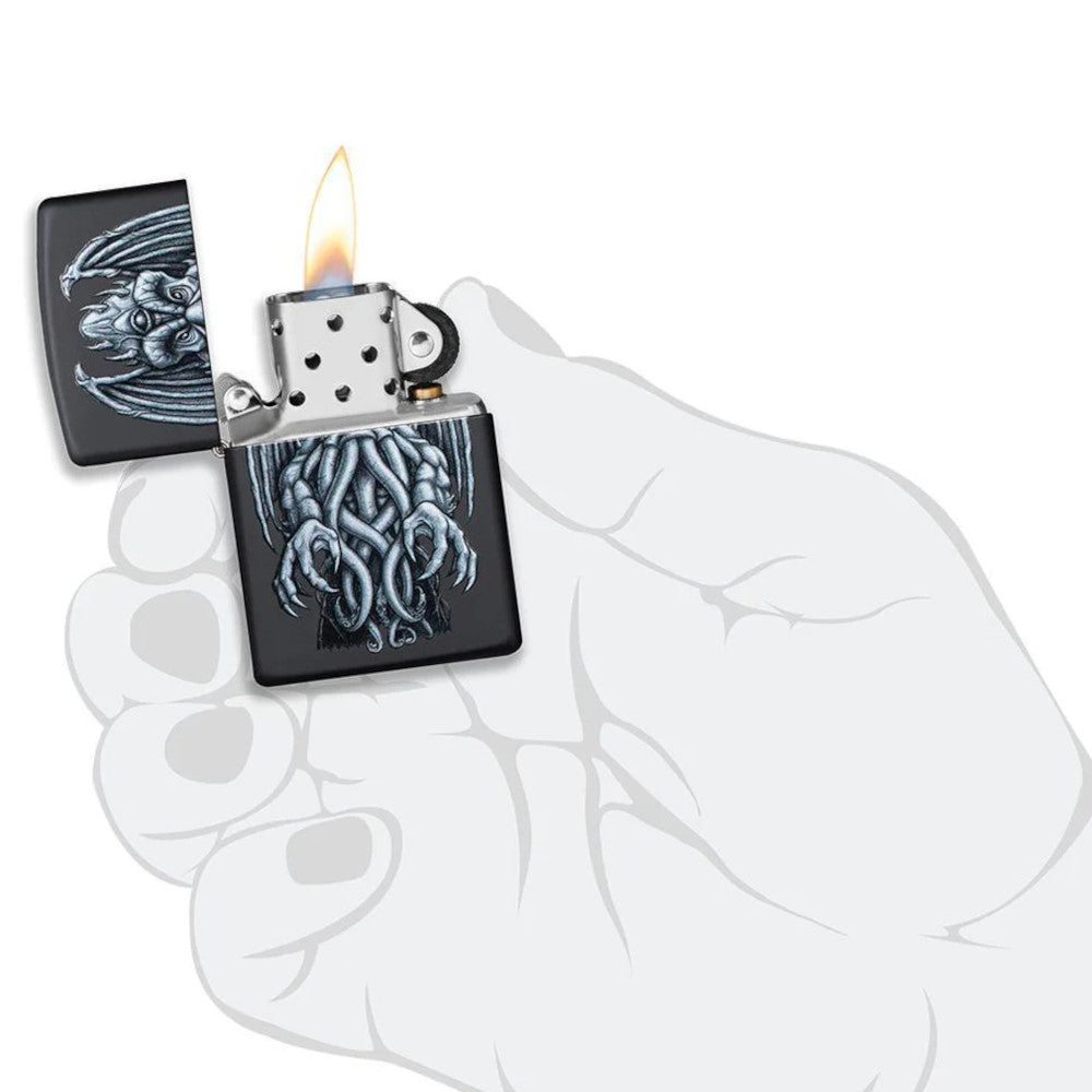 Winged Monster Design Black Matte Zippo Lighter