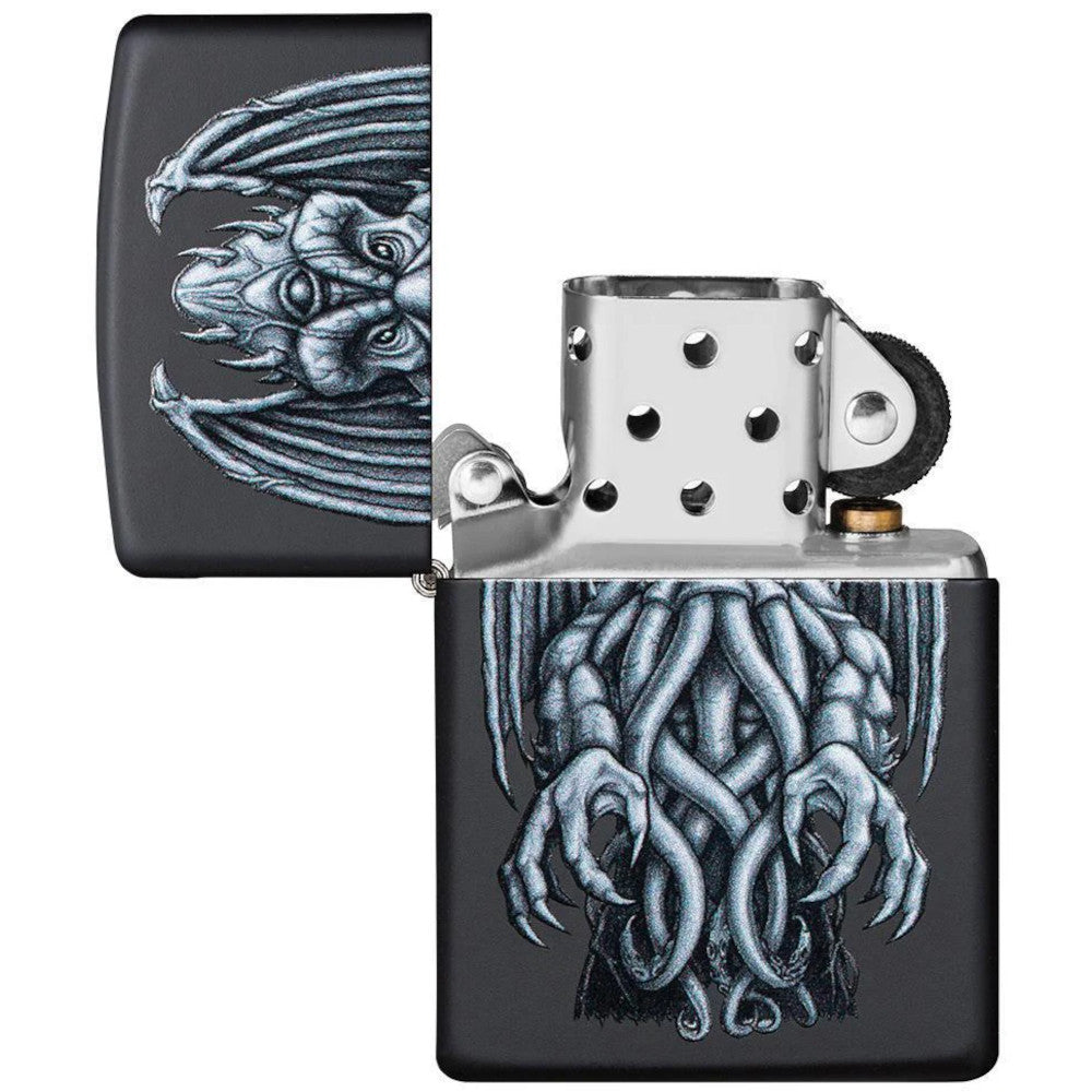 Winged Monster Design Black Matte Zippo Lighter