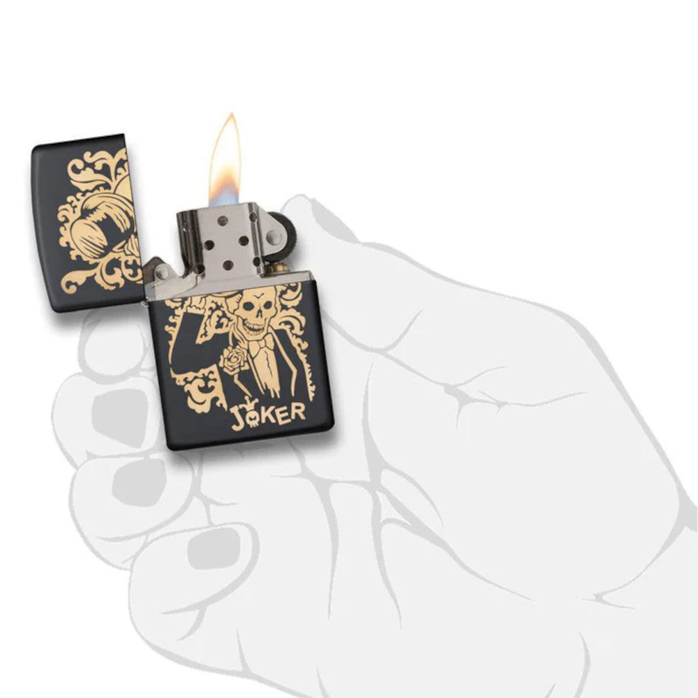The Joker Black Matte and Bronze Zippo Lighter