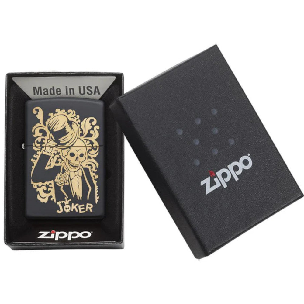The Joker Black Matte and Bronze Zippo Lighter