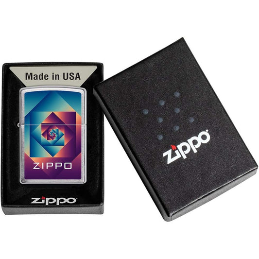Colourful Brushed Chrome Infinity Logo Design Colourful Brushed Chrome Zippo Lighter