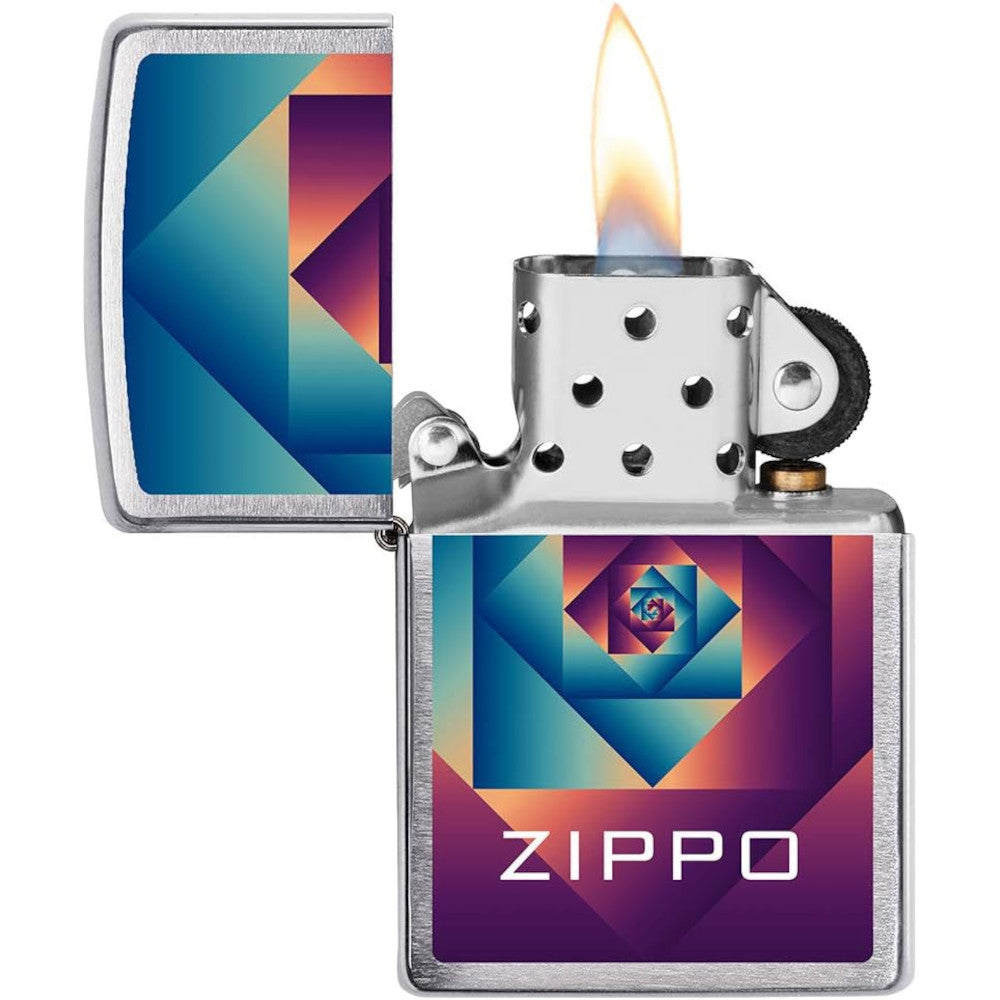 Colourful Brushed Chrome Infinity Logo Design Colourful Brushed Chrome Zippo Lighter