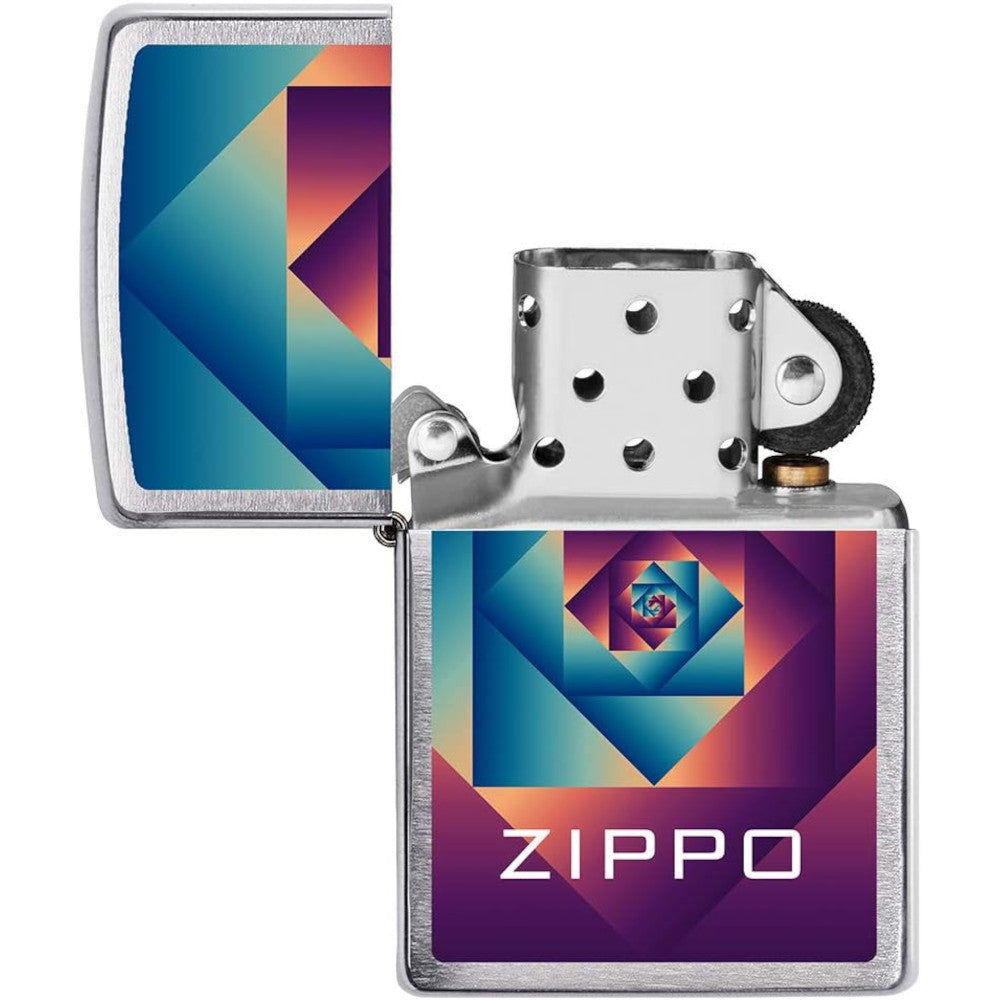 Colourful Brushed Chrome Infinity Logo Design Colourful Brushed Chrome Zippo Lighter