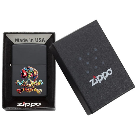 Colourful Texture Skull & Crossbones Design Black Matte 3D Texture Zippo Lighter
