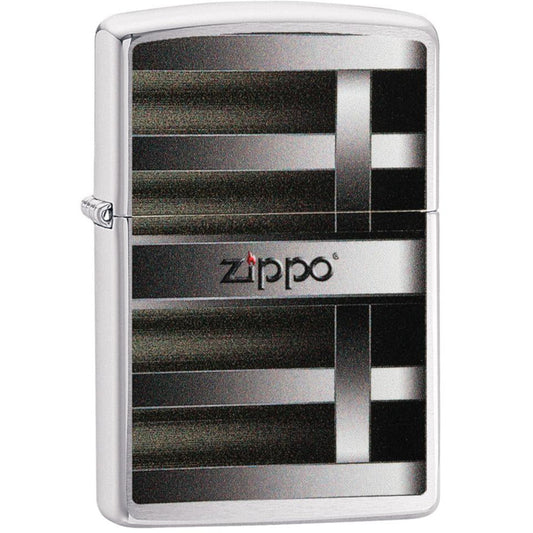 Metal Bars Logo Design Chrome Brushed Colour imaged Zippo Lighter